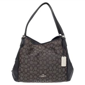 Coach black signature canvas Edie 31 shoulder bag